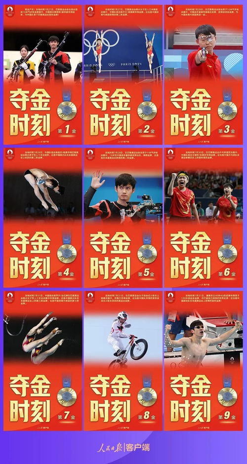 中国队荣耀时刻，九宫格内集齐三枚金牌